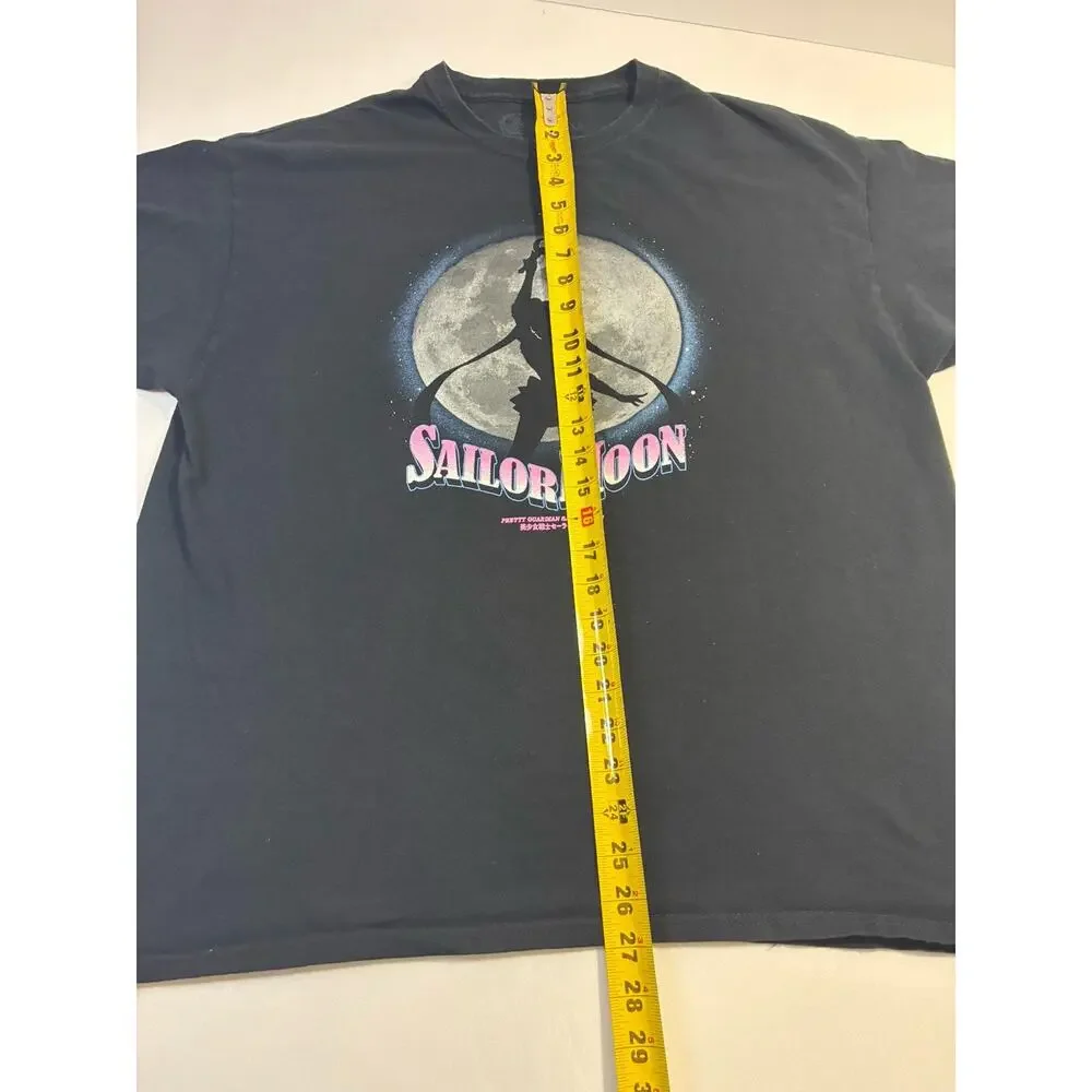 Vintage Style Sailor Moon Anime Graphic Tee Black Moon Silhouette Men's XL